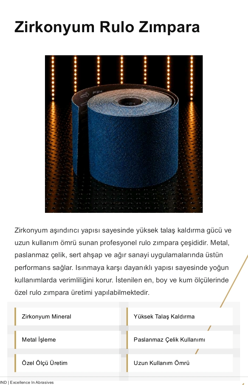 Zirkonyum Rulo Zımpara